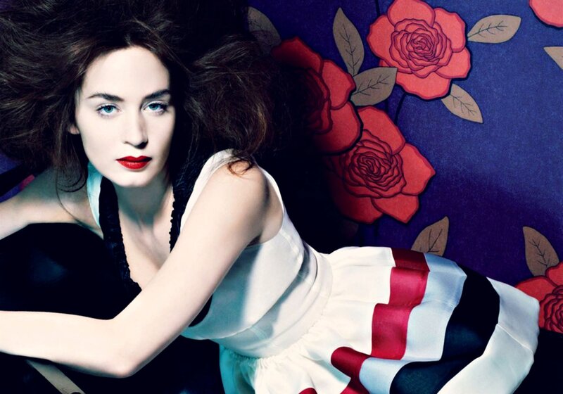 Woman with Red Lipstick — Purple, Dramatic, Photograph, Red Roses