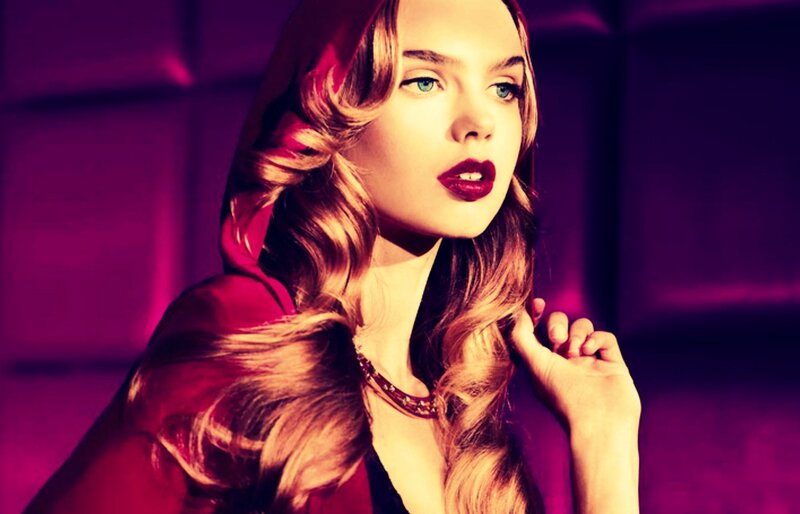 Woman with Red Lipstick — Purple, Dramatic