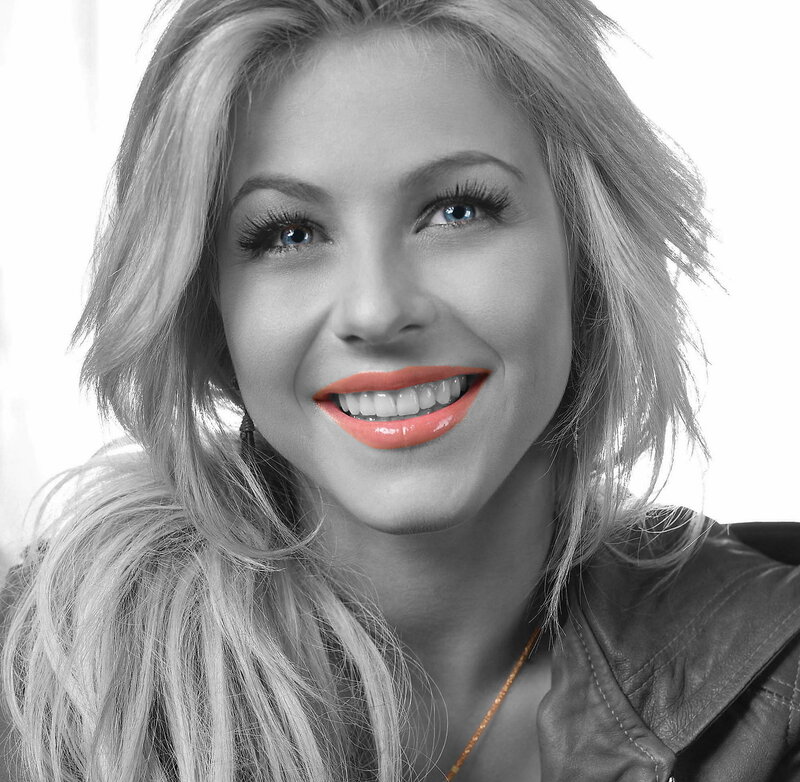 woman with red lipstick smiling