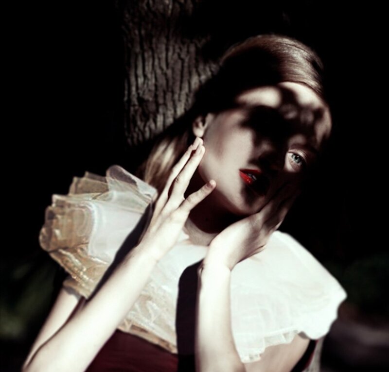 Woman with Red Lipstick — White, Dramatic, Night