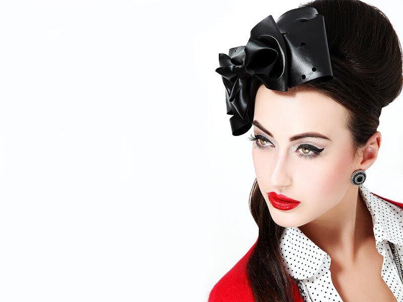 Woman with Red Lipstick — White, Dramatic, Photograph