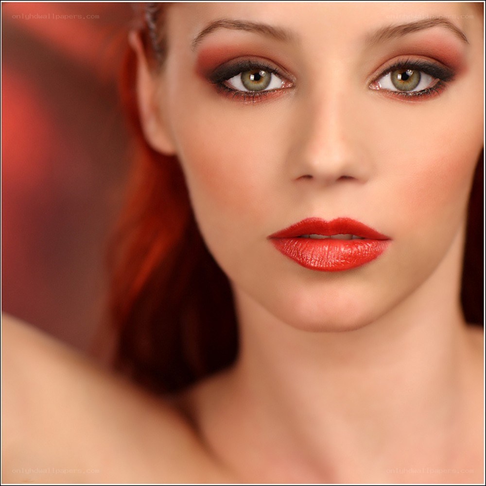 woman with red makeup