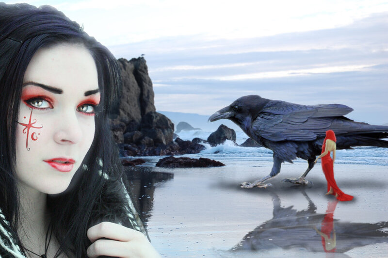 Woman with Red Makeup — Black, Dramatic
