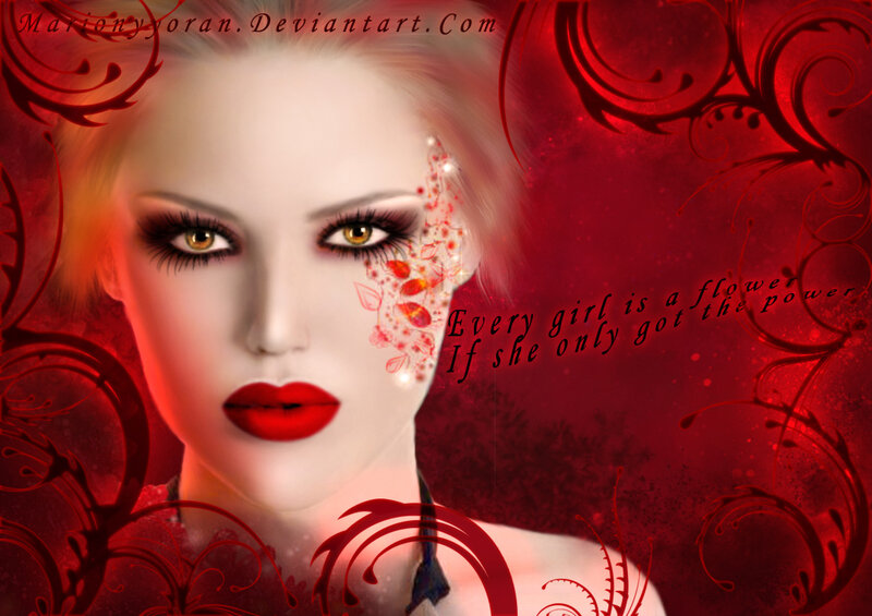 Woman with Red Makeup — Dramatic, Digital Art