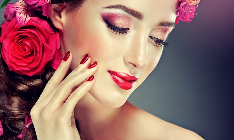 Woman with Red Makeup — Serene