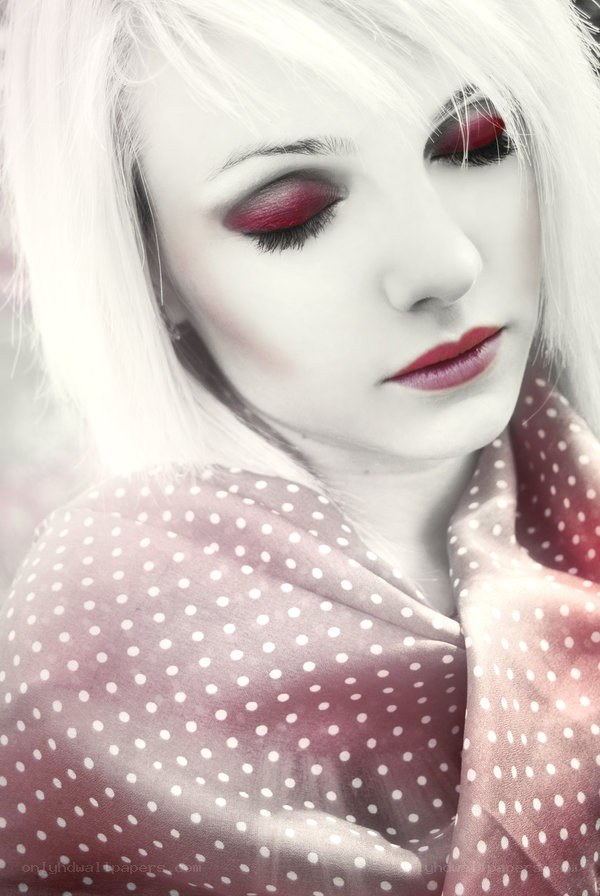 woman with red makeup