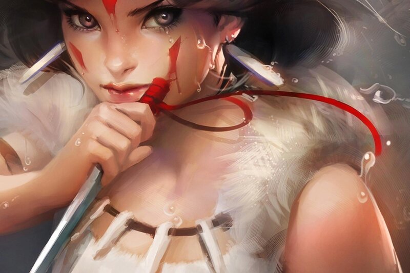 Woman with Red Markings