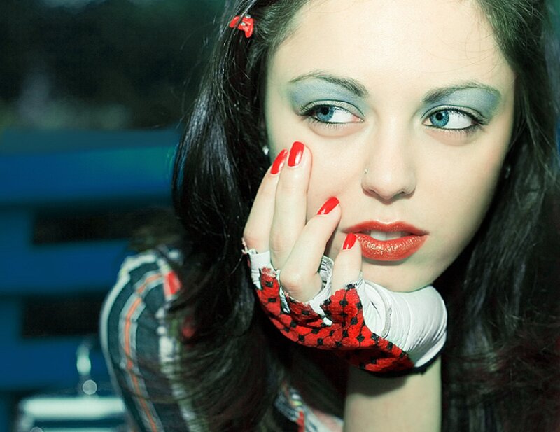 Woman with Red Nails — Black