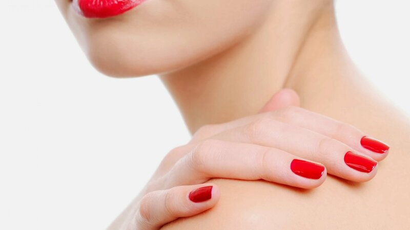 Woman with Red Nails — Calm, Photograph, Lips