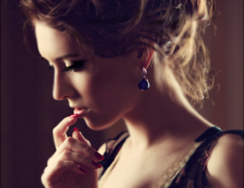 Woman with Red Nails — Purple
