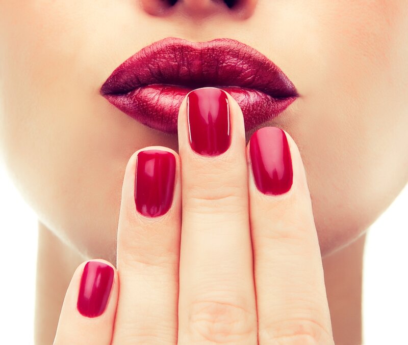 Woman with Red Nails — Sensual, Photograph, Lips