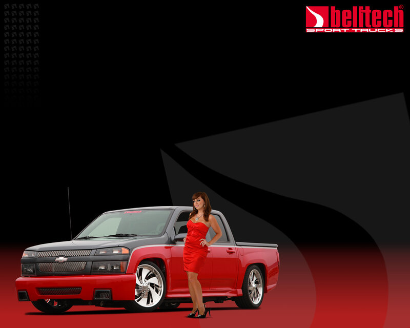 woman with red pickup truck