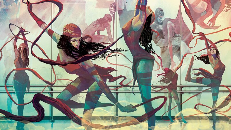Woman with Red Ribbons — Dynamic, Intense