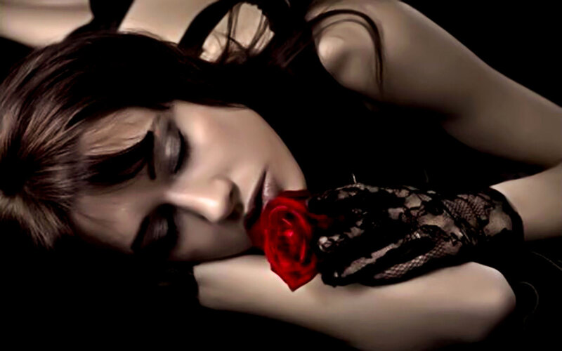 woman with red rose