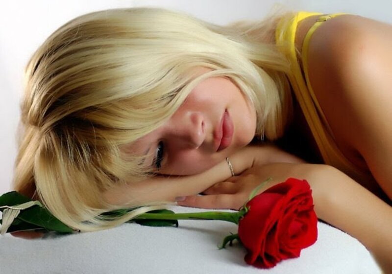 Woman with red rose