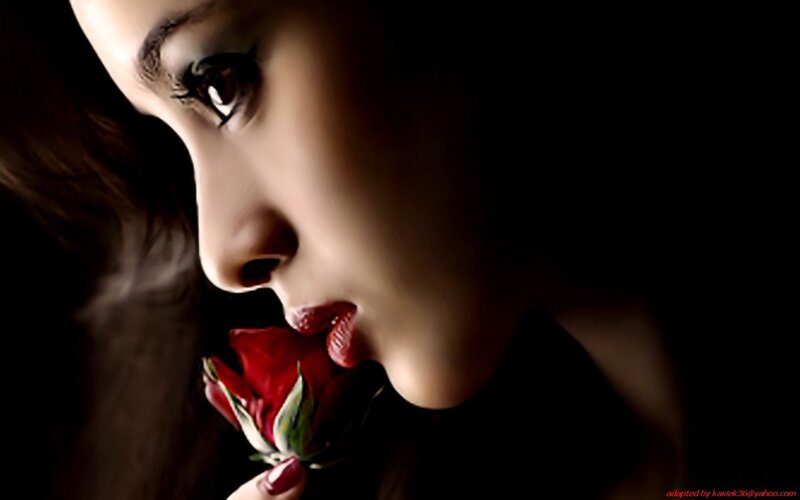 woman with red rose