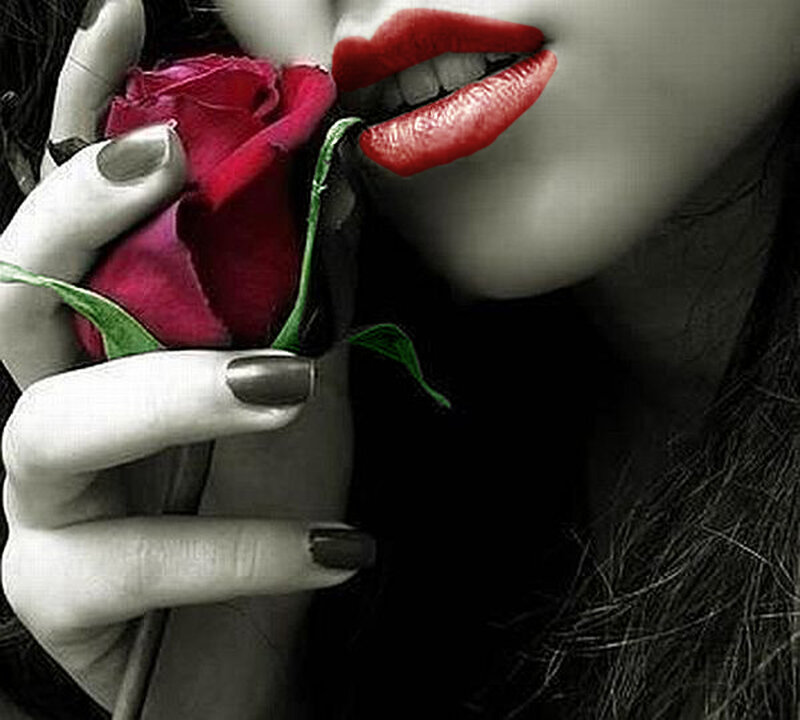 woman with red rose