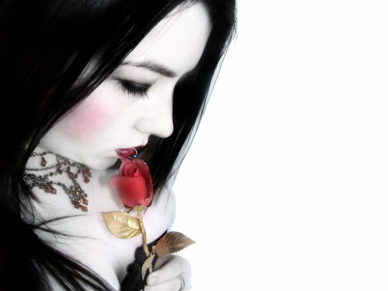 woman with red rose