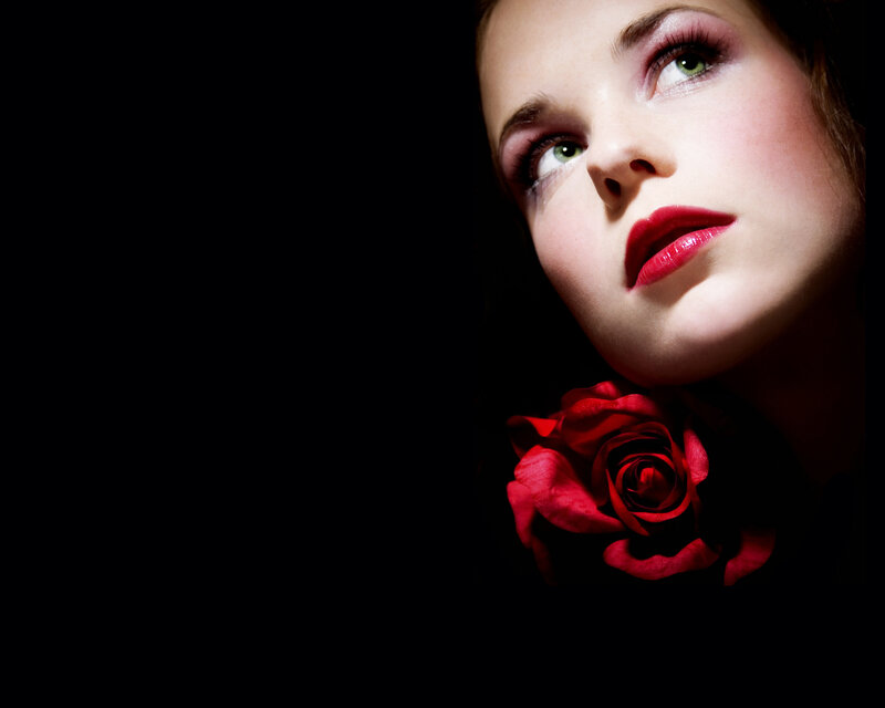 woman with red rose
