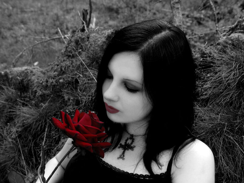 woman with red rose