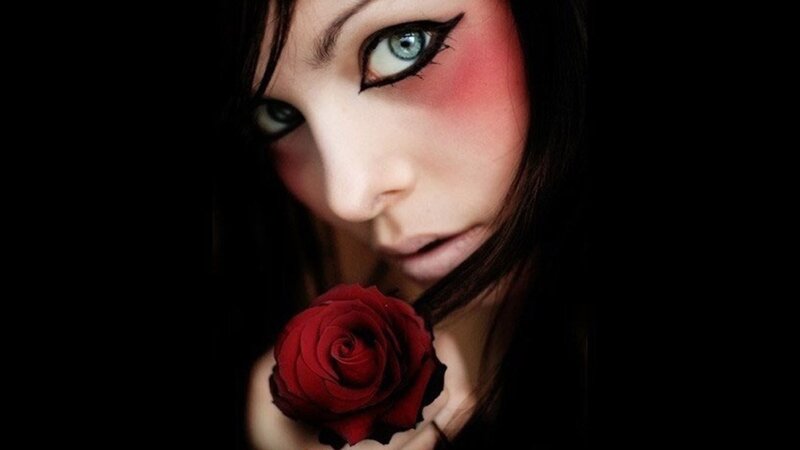 woman with red rose