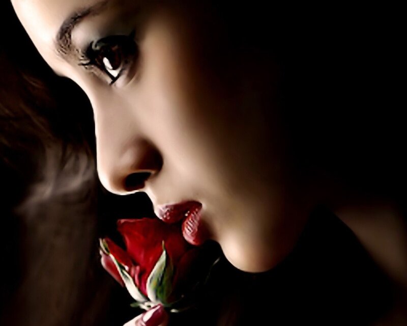 woman with red rose