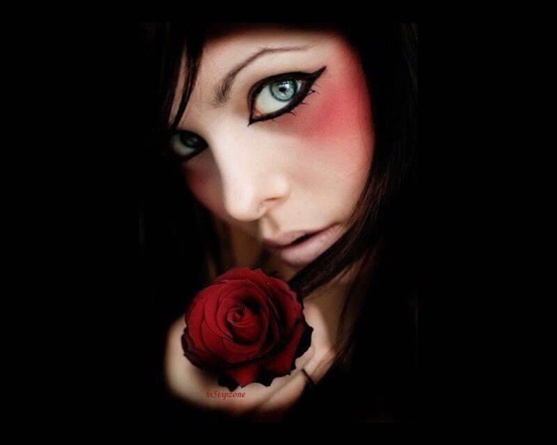 woman with red rose