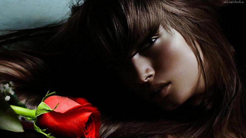 woman with red rose
