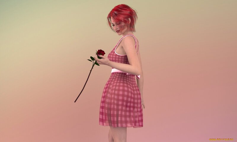 Woman with red rose
