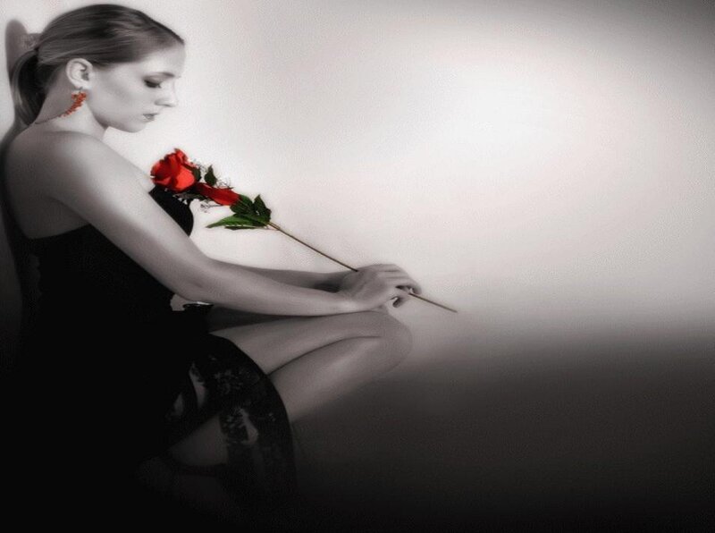 woman with red rose