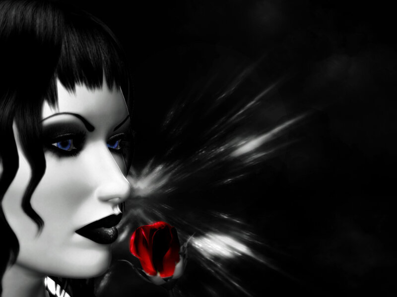 woman with red rose