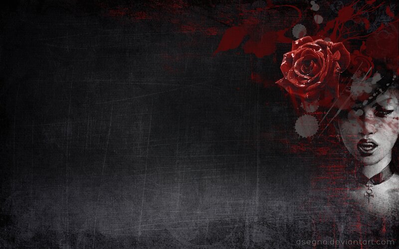 Woman with Red Rose — Black, Dark