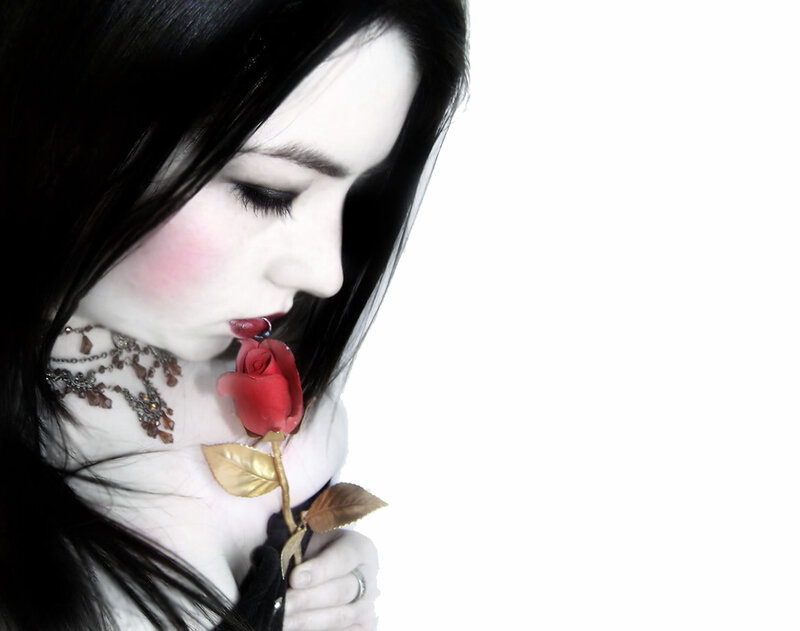 Woman with Red Rose — Black
