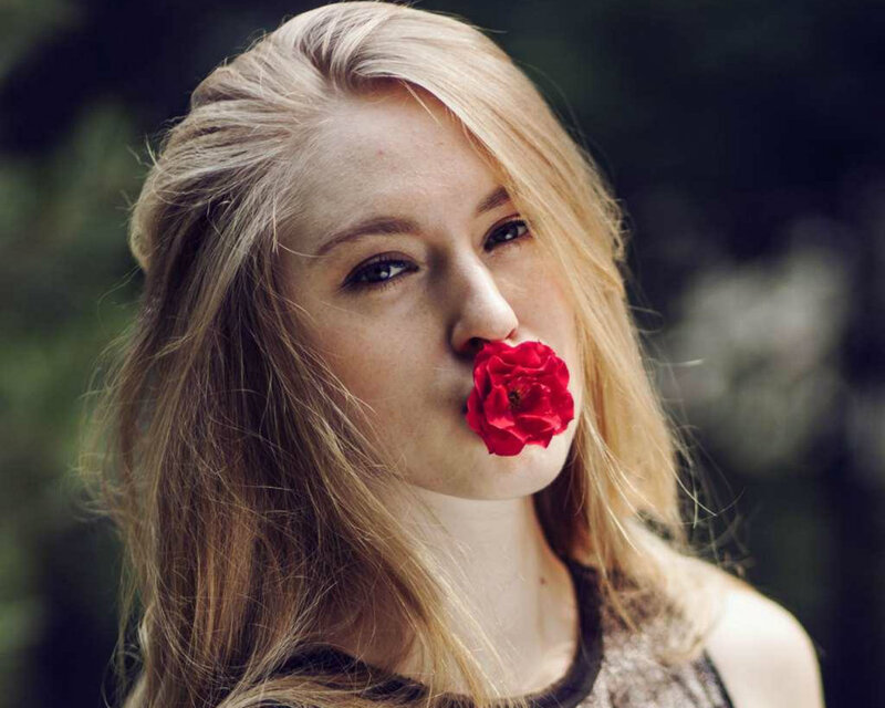 Woman with Red Rose — Calm, Afternoon