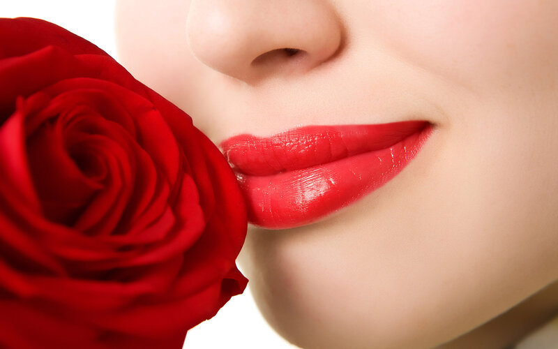 Woman with Red Rose — Calm, Photograph