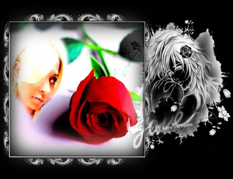 Woman with Red Rose — Dramatic, Digital Art, Anime Character