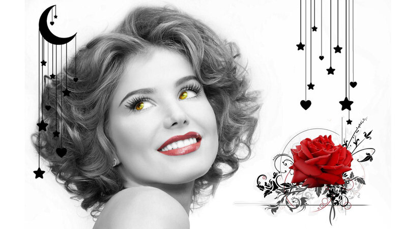 Woman with Red Rose — Dreamy, Illustration