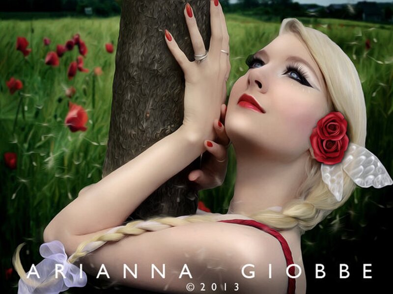 Woman with Red Rose — Green, Serene