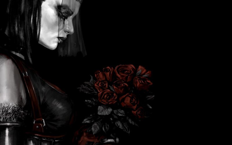 woman with red roses