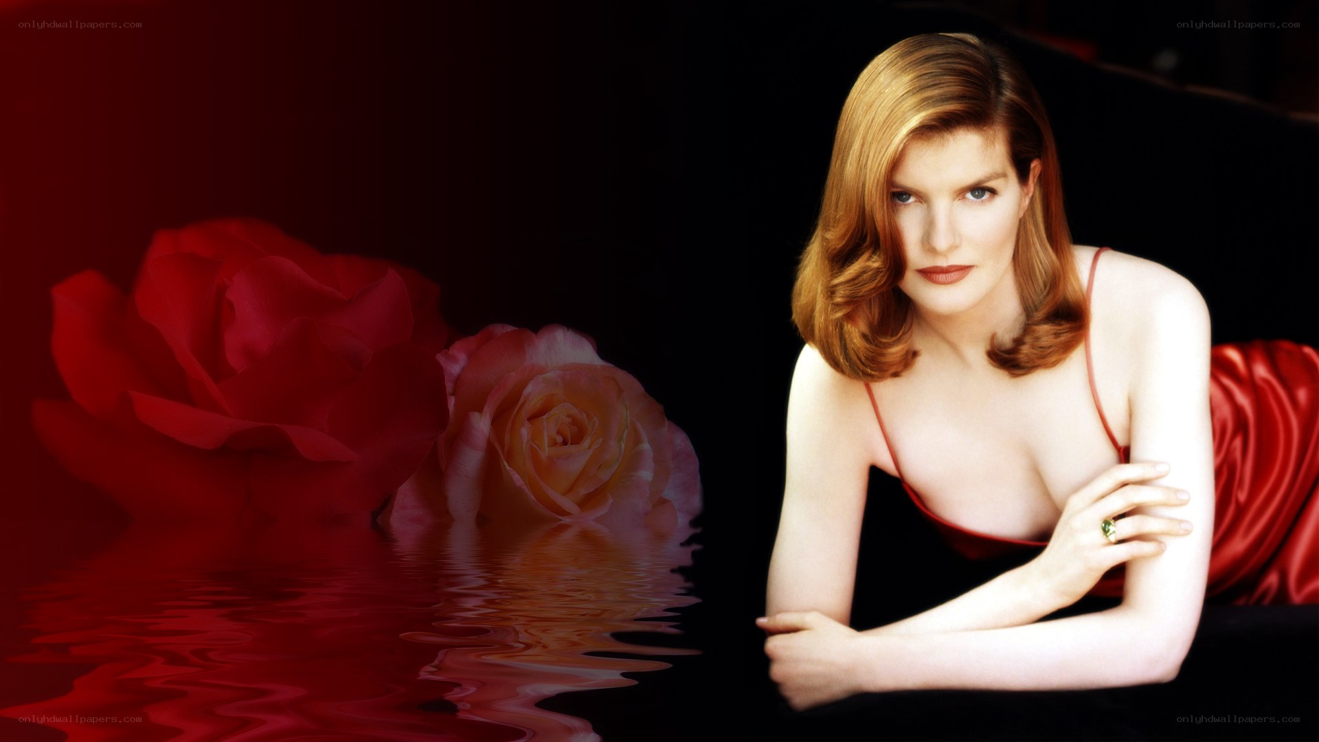 woman with red roses