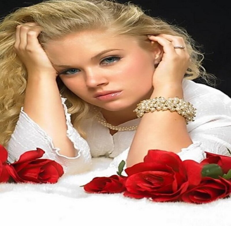 woman with red roses