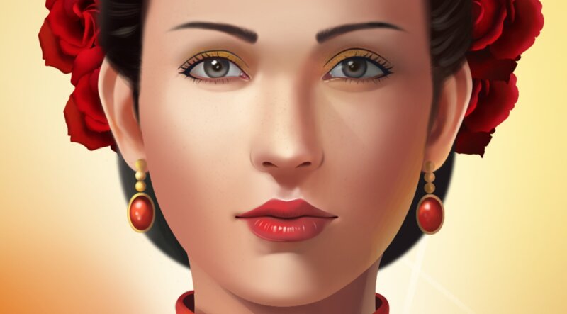 Woman with Red Roses — Calm, Digital Art