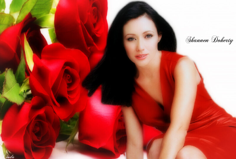 Woman with Red Roses — Calm, Photograph, Dress