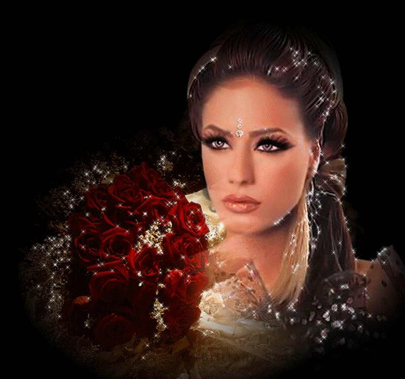 Woman with Red Roses — Dramatic, Digital Art, Makeup