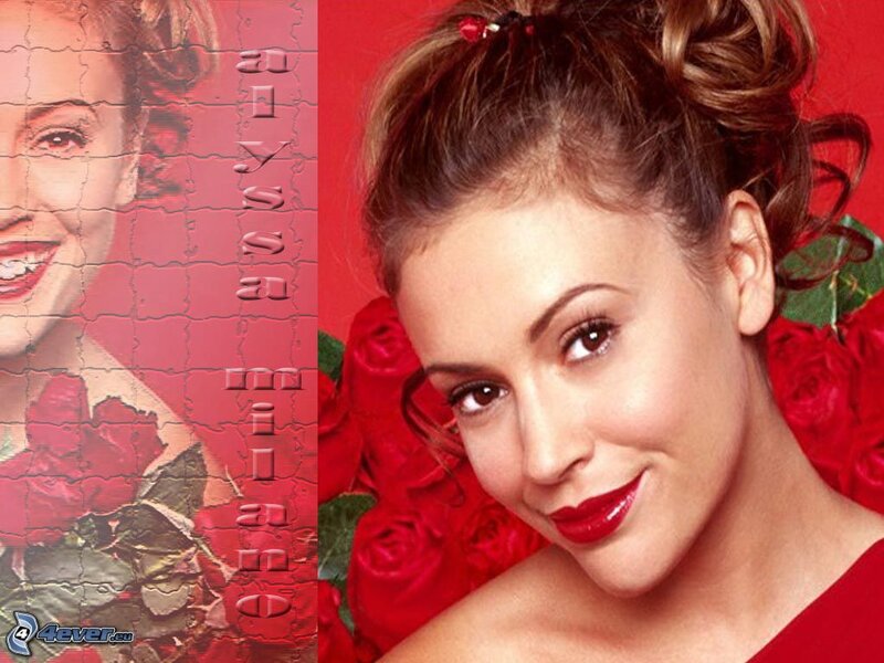 Woman with Red Roses — Smiling