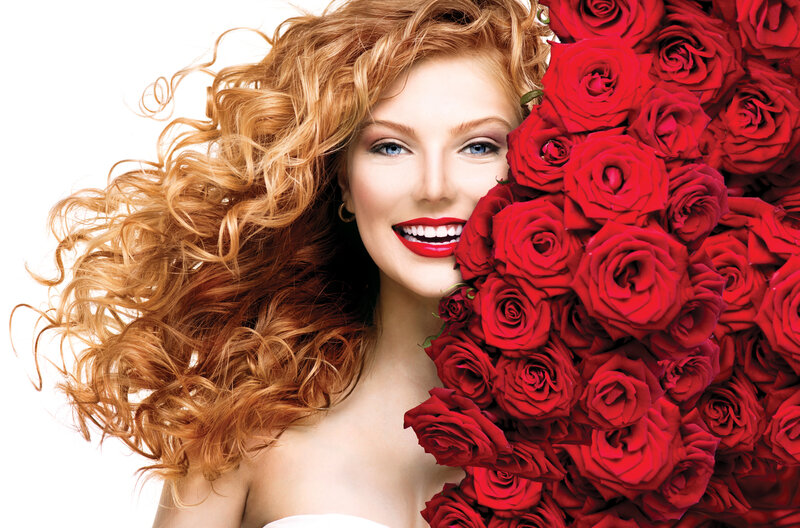 Woman with Red Roses — Vibrant