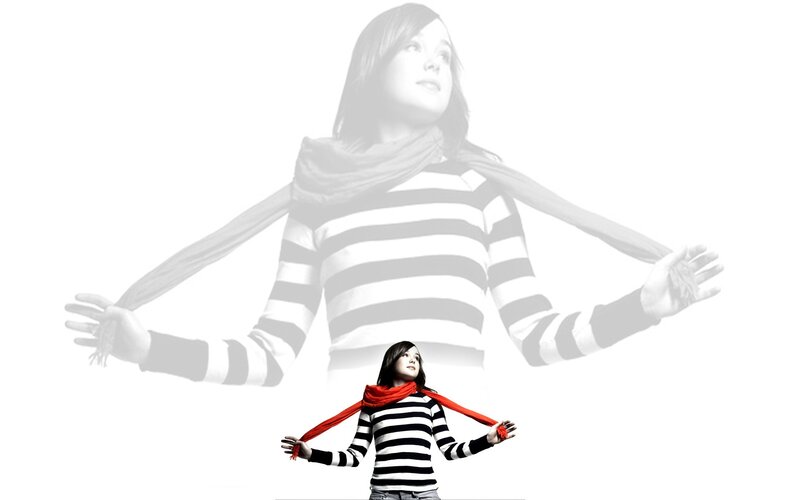 woman with red scarf