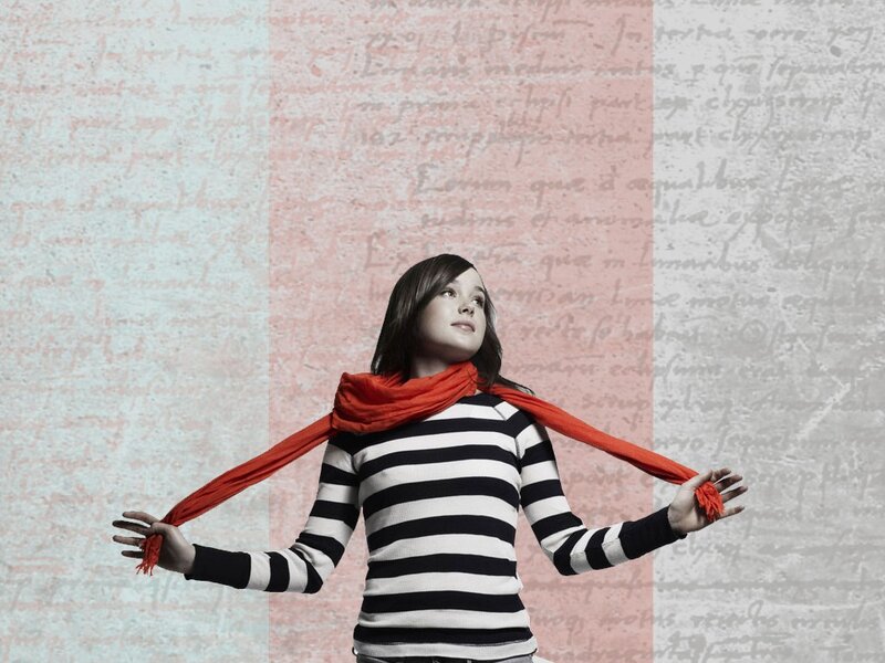 woman with red scarf