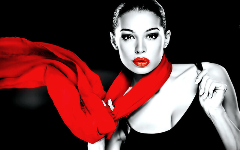 Woman with Red Scarf — Dramatic