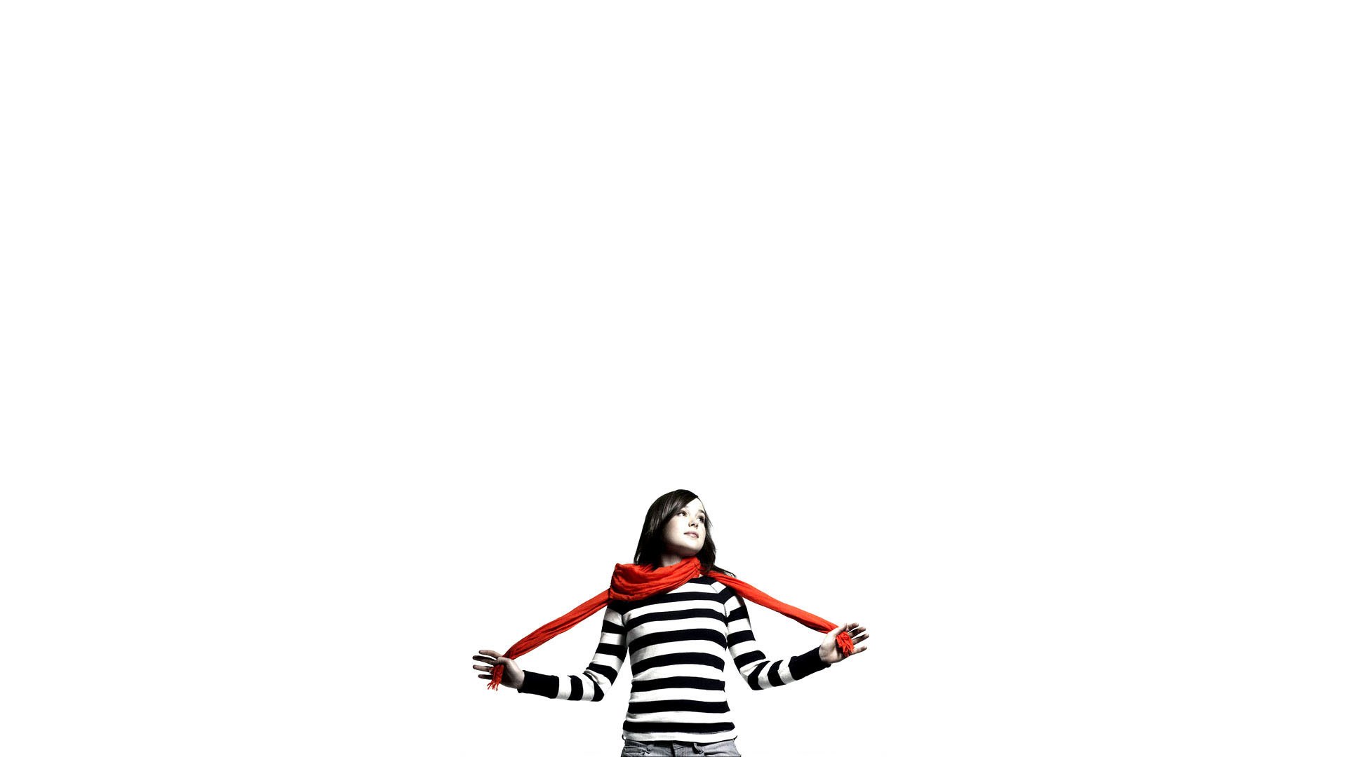 woman with red scarf
